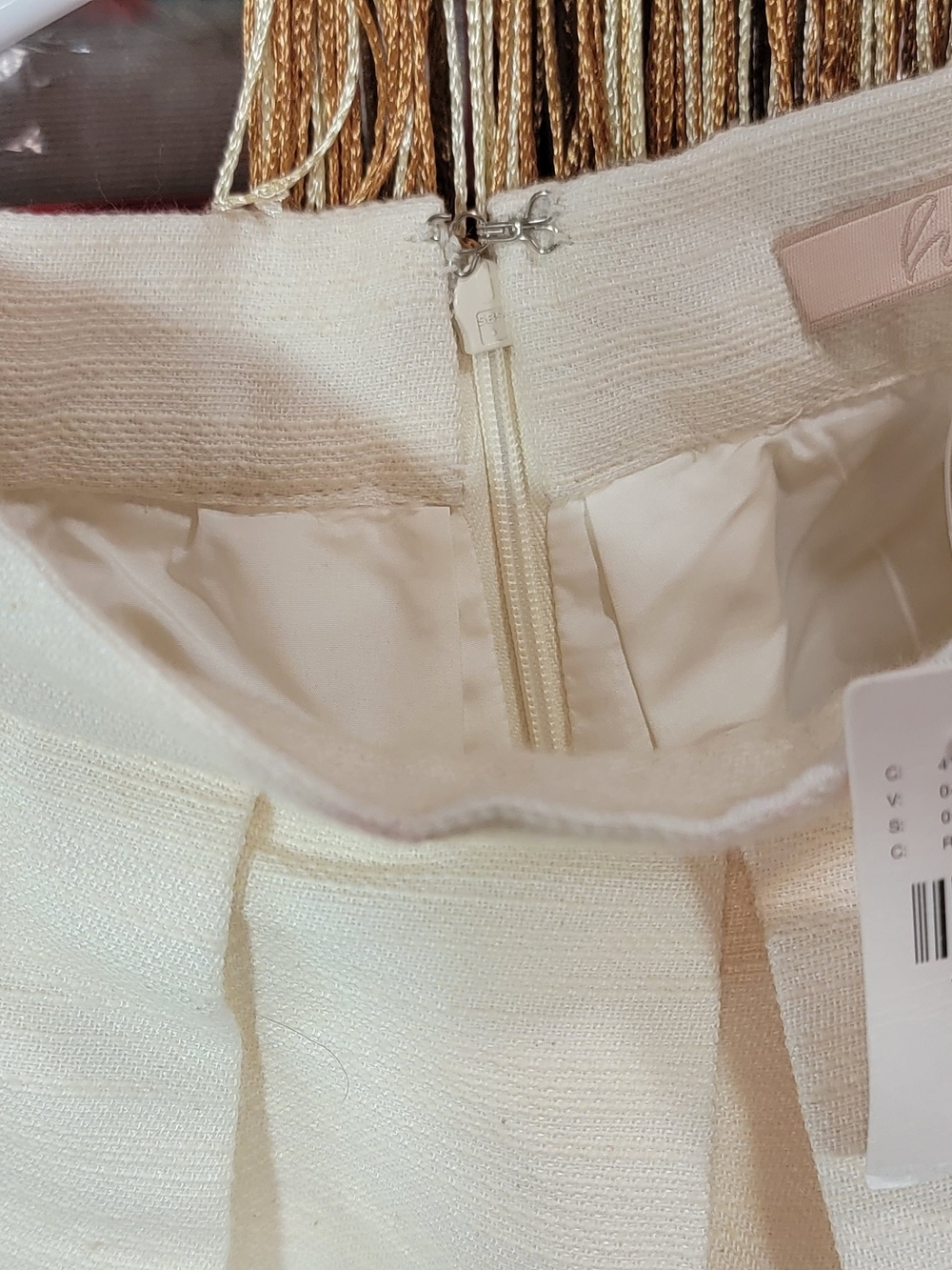Hutch Anthropologie Varsity Striped Cream Midi Skirt with Coral - Picture 7 of 9